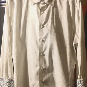 Men's Robert Graham white paisley long sleeve button-down shirt